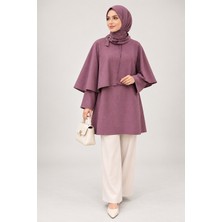 Qmashprive 9229 Pelerinli Tunik Mürdüm