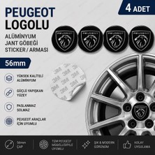 Memo Digital Peugeot Logolu Alüminyum Jant Göbeği Arması Sticker 56MM - 4 Adet