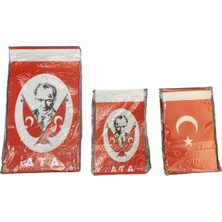 Ata Bayrak Seti - Atatürk Portreli ve Türk Bayraklı Ipli Bayrak 3'lü Set (Büyük + Orta Boy)