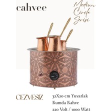 Cahvee Medium Circle Serisi — El Yapımı Yuvarlak Bakır Kumda Kahve Makinesi (32 cm / 1000W / Kum Dahil/Cezvesiz)