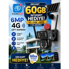 Ventus O-Kam 38154G 6mp Dual Lens Güneş Panelli Solar Sirenli Güvenlik Kamerası 1 Yıl İnternet