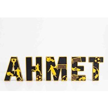 Kişiye Özel Çift Katmanlı Futbol Temalı Isimli Ahşap Duvar Dekoru Çocuk) Bebek Odası Isimlik-Roven Studios/ Kids