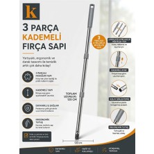 Primeaks 115 cm Modüler Fırça Sapı 3 Parçalı Vidalı Uzayan Temizlik Fırçası Sapı