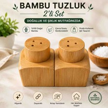 Ness Global Bambu Tuzluk 2’li Set – Doğal Ahşap Şık ve Dekoratif Tuzluk Seti