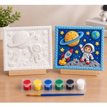 Uzay Temalı 17X12CM 3D Taş Tozu Kabartma Pano Boyama Seti
