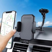 Zoli Uzun Kollu Vakumlu Araç Cep Telefonu Tutucu - Aracın Ön Camına Sabitlenen Evrensel Otomatik Araç Telefon Tutucu