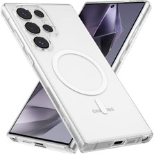 Happy Trend [esnek,şeffaf,manyetik] For Samsung S24 Ultra ile Uyumlu Crystal Clear Esnek Manyetik Darbe Emici Şeffaf Kılıf (Şeffaf Magsafe Esnek Silikon, Samsung S24 Ultra)