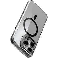 Happy Trend IPhone 14 Pro Için Magsafe ile Uyumlu Luxo Serisi Yüksek Kalite Kılıf Ultra Şeffaf Görünüm ve Standlı Ergonomik Tasarım (Siyah, 14 Pro)
