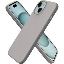 Happy Trend IPhone 13 / iPhone 14 ile Uyumlu Kılıf, Içi Kadife Kaplamalı Ince Sıvı Silikon Tam Koruma Yumuşak Jel Silikon Kapak, Gri