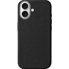 Happy Trend IPhone 17 Için Magsafe ile Uyumlu Çizilmeyen ve Parmak Izi Tutmayan Deri Görünümlü Metal Tuşlu ve Metal Lens Çerçeveli Hybrid Silikon Kılıf (Siyah, 17)