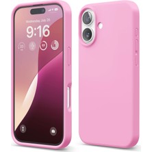 Happy Trend Apple iPhone 16 Uyumlu Özel Ipeksi Dokunuş Hissi Veren Içi Yumuşak Kadife Lansman Silikon Kılıf Kapak (Pembe)