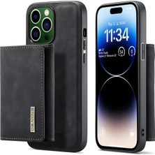 Happy Trend Apple iPhone 15 Pro Uyumlu Deri (Suni) Manyetik Ayrılabilen Cüzdanlı Arka Kapak Kılıf (Siyah)