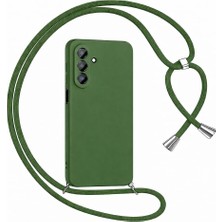 Happy Trend Galaxy S21 Fe ile Uyumlu Özel Üretim Ayarlanabilir Ipli Boyun Askılı Silikon Kılıf Kadife Iç Yapılı Viper Boyun Çapraz Taşıma Özellikli Asılabilen Ipli Telefon Kılıfı Haki