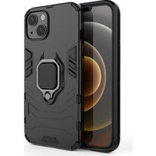 Happy Trend IPhone 13 Mini Batman Serisi Yüzük Standlı Armor Kılıf - Siyah