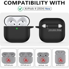 Happy Trend Soft Yumuşak Lansman Esnek Silikon Airpods 4 ile Uyumlu Içi Kadife Kulaklık Kılıfı ve Karabina Anahtarlık (Lila, Airpods 4)