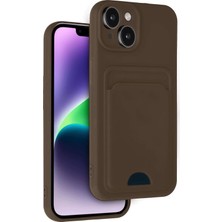 Happy Trend IPhone 14 ile Uyumlu 13-14 Kılıf Kamera ve Köşe Korumalı Kartlıklı Cüzdanlı Yumuşak Renkli Silikon Kap Içi Kadife