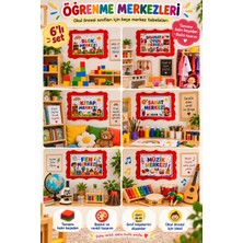 Aydede Oyunevi Okul Öncesi 6’lı Öğrenme Merkezleri Keçe Sınıf Tabelası Seti – Anaokulu Blok Kitap Sanat Fen Müzik Dramatik Oyun