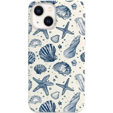 Happy Trend iPhone 13 & iphone 14 Için Marine Cover Desenli Silikon Kılıf | Yüksek Kalite Uv Baskı & Içi Kadife Lansman Kapak Beyaz