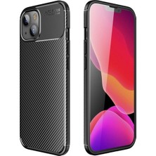 Happy Trend IPhone 13 ile Uyumlu Auto Focus Karbon Fiber Desenli Şok Emici Kaymaz Telefon Kılıfı – Siyah