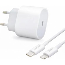 Happy Trend 20W Usb-C To Lightning Pd Hızlı Şarj Seti | 1 Metre iPhone Şarj Kablosu Dahil | Dinamik Hızlı Şarj, Kısa Devre Korumalı | Beyaz