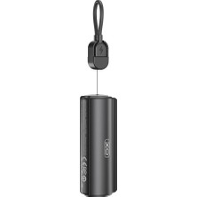 Happy Trend Xo Fenerli Mini Powerbank 5000MAH – Type-C Lightning, Ultra Taşınabilir Şarj Cihazı, LED Fenerli, Type-C Giriş-Çıkış, 10.5W Hızlı Şarj Destekli, Kompakt ve Hafif Taşınabilir Powerbank, PR281, Siyah