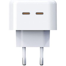 Happy Trend Azeada 35W Type-C + Type-C Hızlı Şarj Adaptörü Beyaz PD-A68 (35W Çift Giriş, Şarj Başlık)