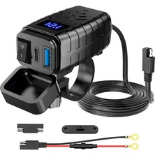 Happy Trend Motosiklet Hızlı Şarj Cihazı 12V-24V Su Geçirmez Çift USB Type-C Pd Hızlı Şarj Portu Gidon Bağlantılı Telefon Tablet Şarj Adaptörü, Motosiklet, Bisiklet, Atv, Tekne, Motor Aksesuarı Mt4