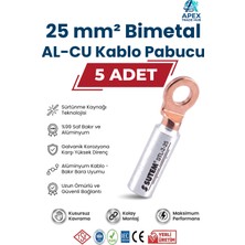 Sutem 25MM Bimetal Kablo Pabucu (Bakır-Alüminyum Al-Cu Skp) - 5 Adet