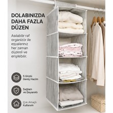 Çınars Home 4 Gözlü Askılı Dolap Içi Düzenleyici Organizer – Katlanabilir Raflı Dolap Organizeri 24X29X64 cm