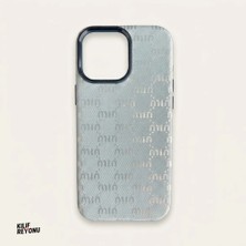 iPhone 16 Promax Uyumlu Italyan Stil Monogram Desenli Premium Kılıf – Buz Mavisi