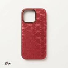 iPhone 16 Pro Max Uyumlu Italyan Stil Monogram Desenli Premium Kılıf – Bordo
