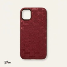 iPhone 11 Uyumlu Italyan Stil Monogram Desenli Premium Kılıf – Bordo