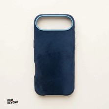 iPhone 17 Air Magsafe Uyumlu Premium Alcantara Dokulu Kılıf – Lacivert