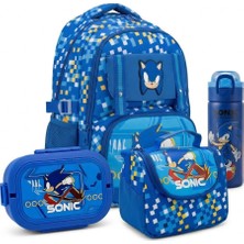 Sonic Lisanslı Okul Seti ( Sırt Çantası, Beslenme Çantası, Beslenme Kabı, Matara Suluk)