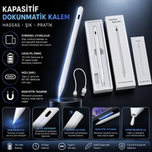 Bruntoo BR Universal Kapasitif Dokunmatik Stylus Kalem Ipad (Ios) & Android Tablet Uyumlu Type-C Hızlı Şarj 10 Saat Kullanım LED Pil Göstergeli Manyetik, Değiştirilebilir Uç .