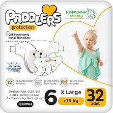 Paddlers Protection Bebek Bezi 6 Numara X-Large (15+ Kg) 32 Adet – Jumbo Paket, Maksimum Koruma