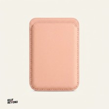 Magsafe Uyumlu Premium Deri Dokulu Kartlık – Pembe
