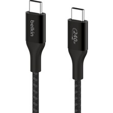 Belkin Boostcharge Usb-C - Usb-C Şarj Kablosu, Hızlı Şarj Kablosu, 240 W Power Delivery, Usb-If Sertifikalı, iPhone 15, MacBook Pro, Chromebook, Samsung Galaxy, iPad ile Uyumlu, 1 M – Siyah