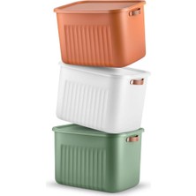 2 Adet Modern Kapaklı Büyük Boy Saklama Kutu Seti -20 Litre – Beyaz- Taşınabilir Kulplu, Dolap Içi Düzenleyici, Çok Amaçlı Organizer Kutu, Oyuncak & Kıyafet Kutusu