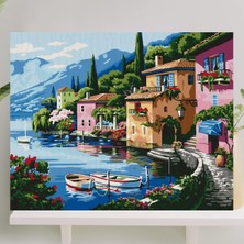 Palmiye Hobi Sanat Sayılarla Boyama Tuval Seti Fırça Boya Dahil (Çıtalı) 40X50 cm - Deniz Evler