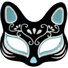 Sora Home Siyah Renk Süet Kaplama Üzeri Gümüş Mavi Simli Kedi Maskesi 17X14 cm BX40