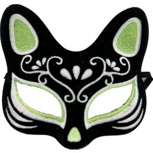 Sora Home Siyah Renk Süet Kaplama Üzeri Gümüş Yeşil Simli Kedi Maskesi 17X14 cm BX40