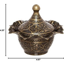 Alisveristime Büyük Kapaklı Zamak Şekerlik ve Lokumluk, Osmanlı Motifli Dekoratif Sunum Kabı, Gül Detaylı Kahve Yanı Şeker ve Lokumluk (Antik Yeşil)