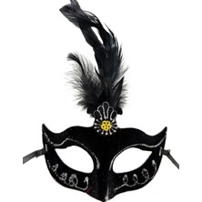 Sora Home Siyah Renk Tüylü Siyah Süet Kaplama Parti Balo Maskesi 20X16 cm BX40