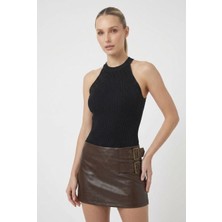 Neden Tekstil Kadın Taşlı Fitilli Halter Yaka Crop Bluz