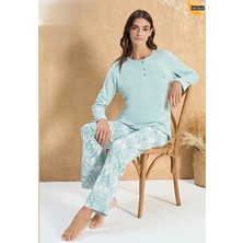 Over Sleep by Poleren Mavi Modal Battal Pijama Takımı 3310