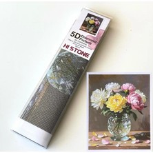 NT Boncuklu Taşlı Pano Çocuklar Için Mozaik Elmas Goblen Diamond Tablo 30 x 40 cm Kavanozda Çiçekler