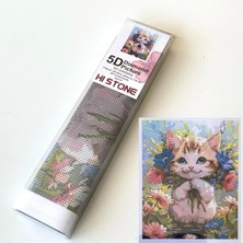 NT Boncuklu Taşlı Pano Çocuklar Için Mozaik Elmas Goblen Diamond Tablo 30 x 40 cm Sevimli Kedi