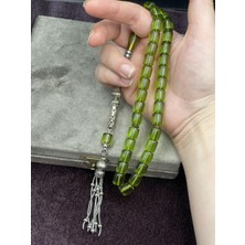 Lineacraft Alpaka Nakkaş Imameli Fıstık Yeşili Ateş Kehribar Tesbih (9X10 Mm)