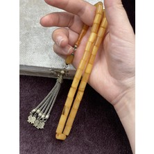 Lineacraft Alpaka Lale Uçlu Kesme Bal Sarısı Sıkma Kehribar Tesbih (7X11 Mm)